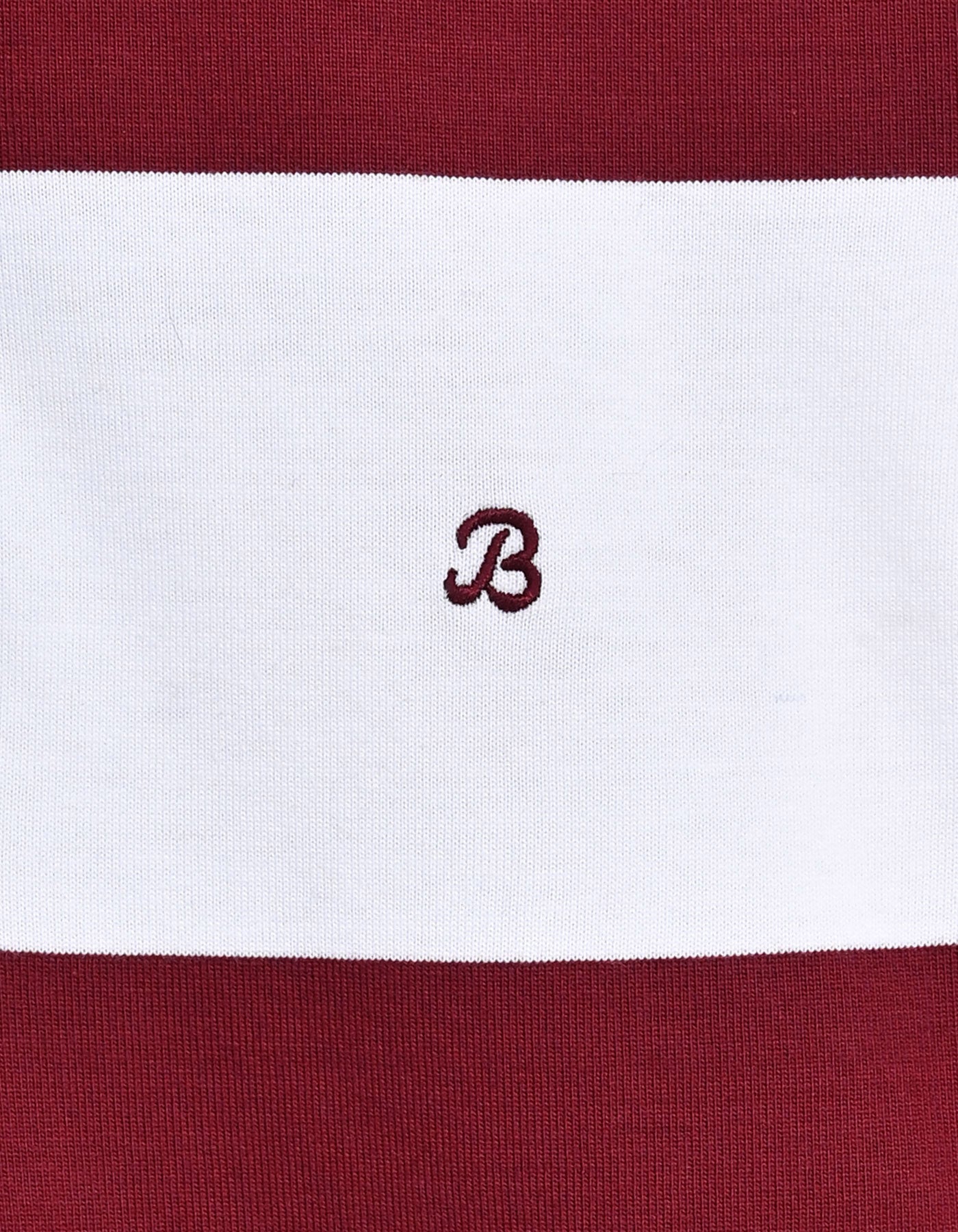 Off White and Maroon Relaxed Fit Striped Rugby Shirt
