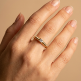 Radiant Beaded Solitaire Gold Ring
