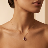 Ruby Glow Teardrop Gold Necklace