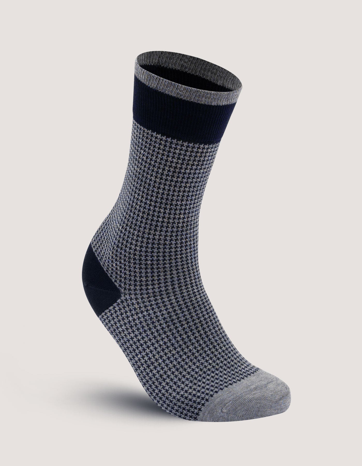 Grey Houndstooth Pattern Cotton Socks
