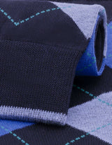 Premium Blue Argyle Cotton Socks