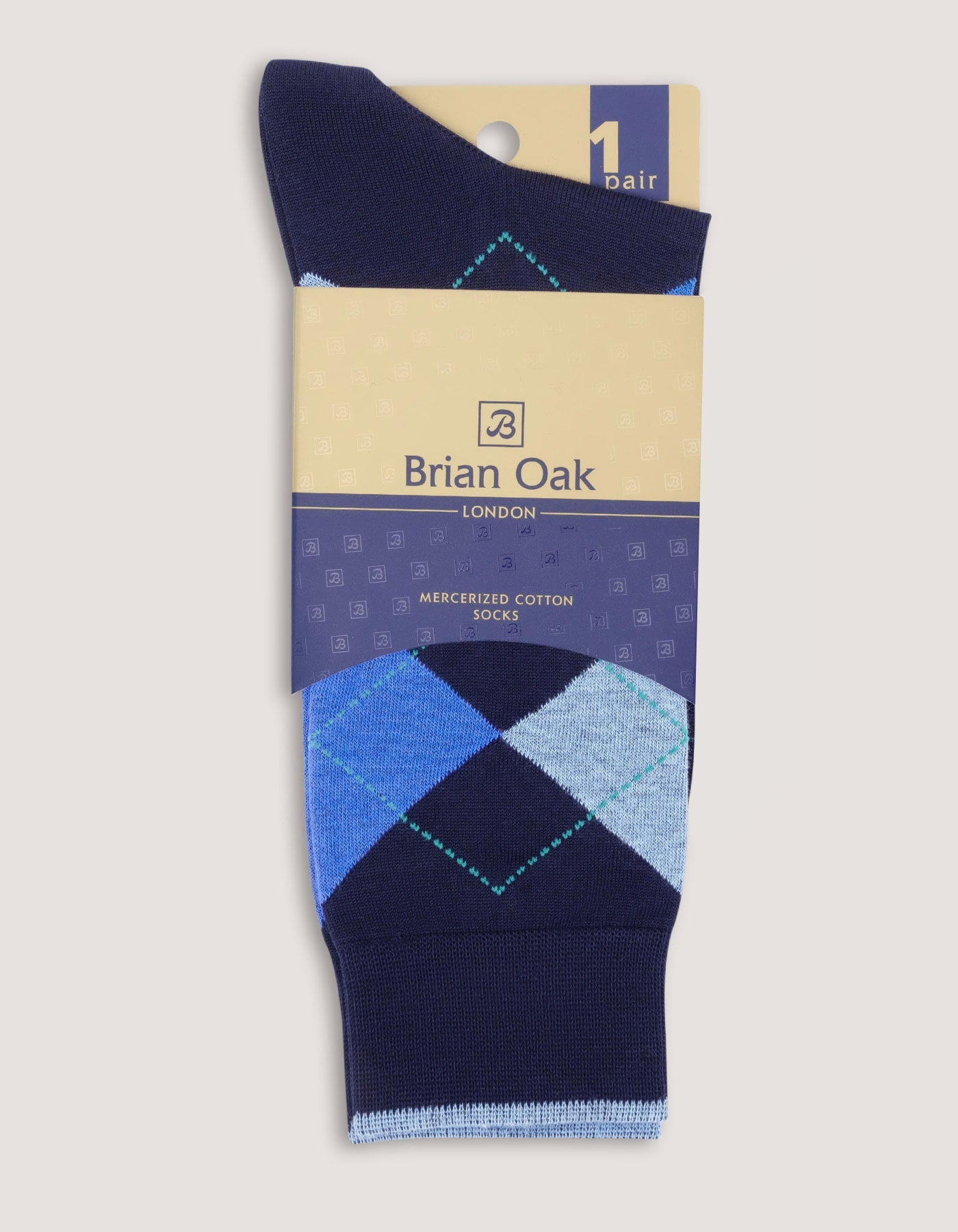 Premium Blue Argyle Cotton Socks