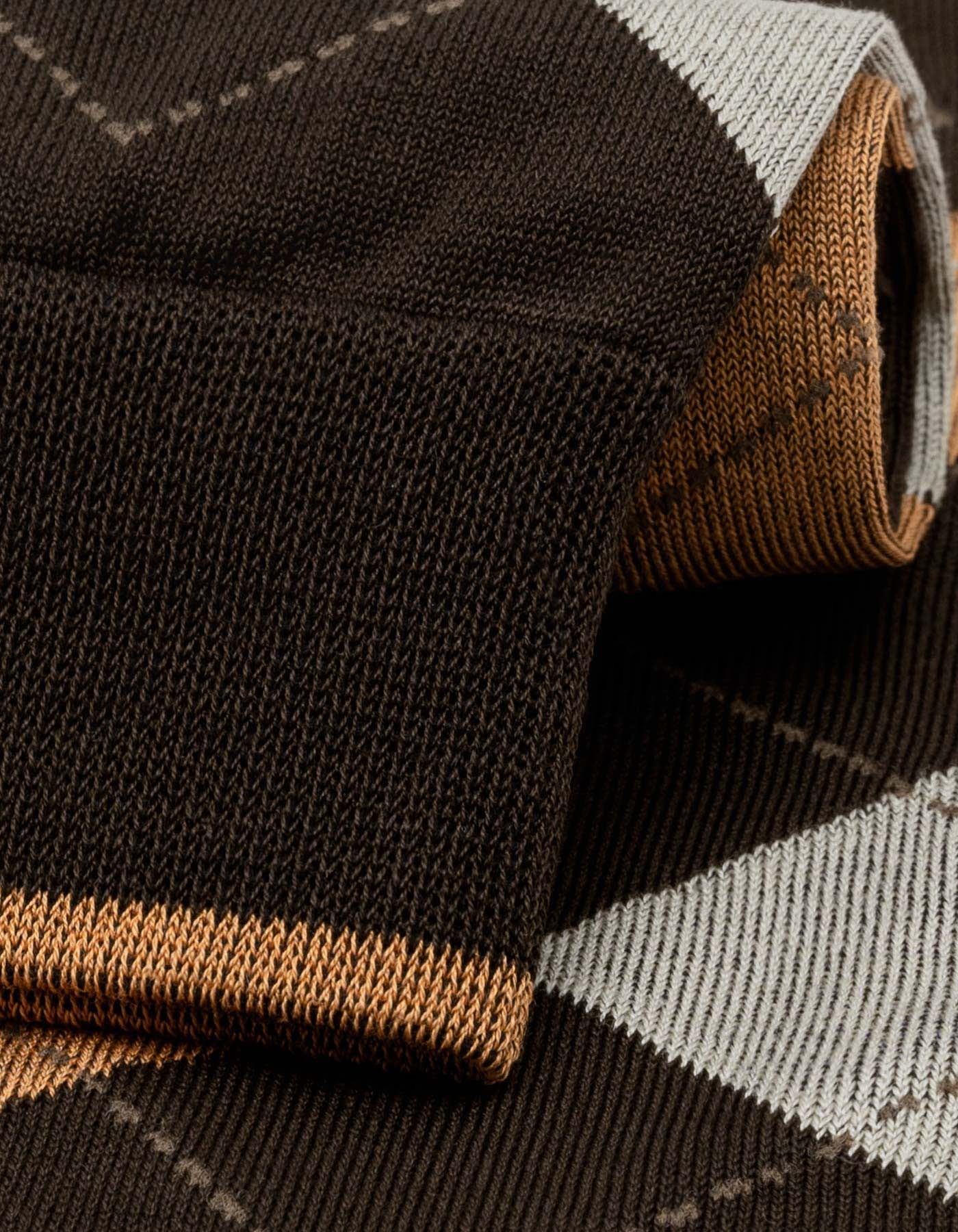 Two Tone Bronze Argyle Cotton Socks