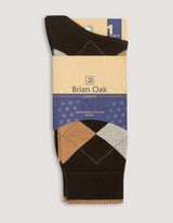 Two Tone Bronze Argyle Cotton Socks