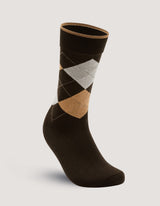 Two Tone Bronze Argyle Cotton Socks
