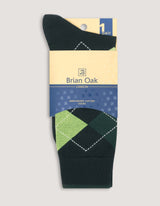 Green Argyle Cotton Socks