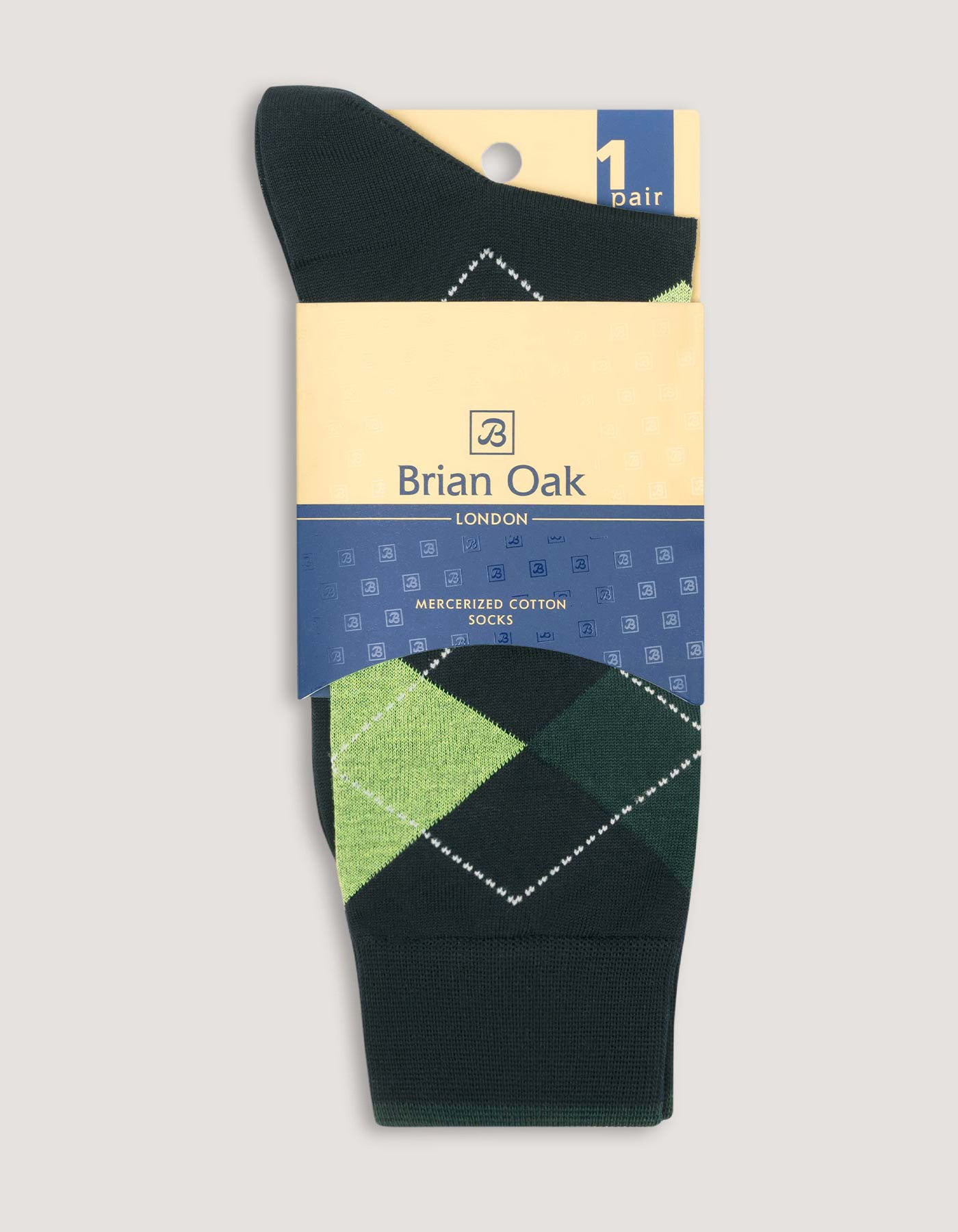 Green Argyle Cotton Socks