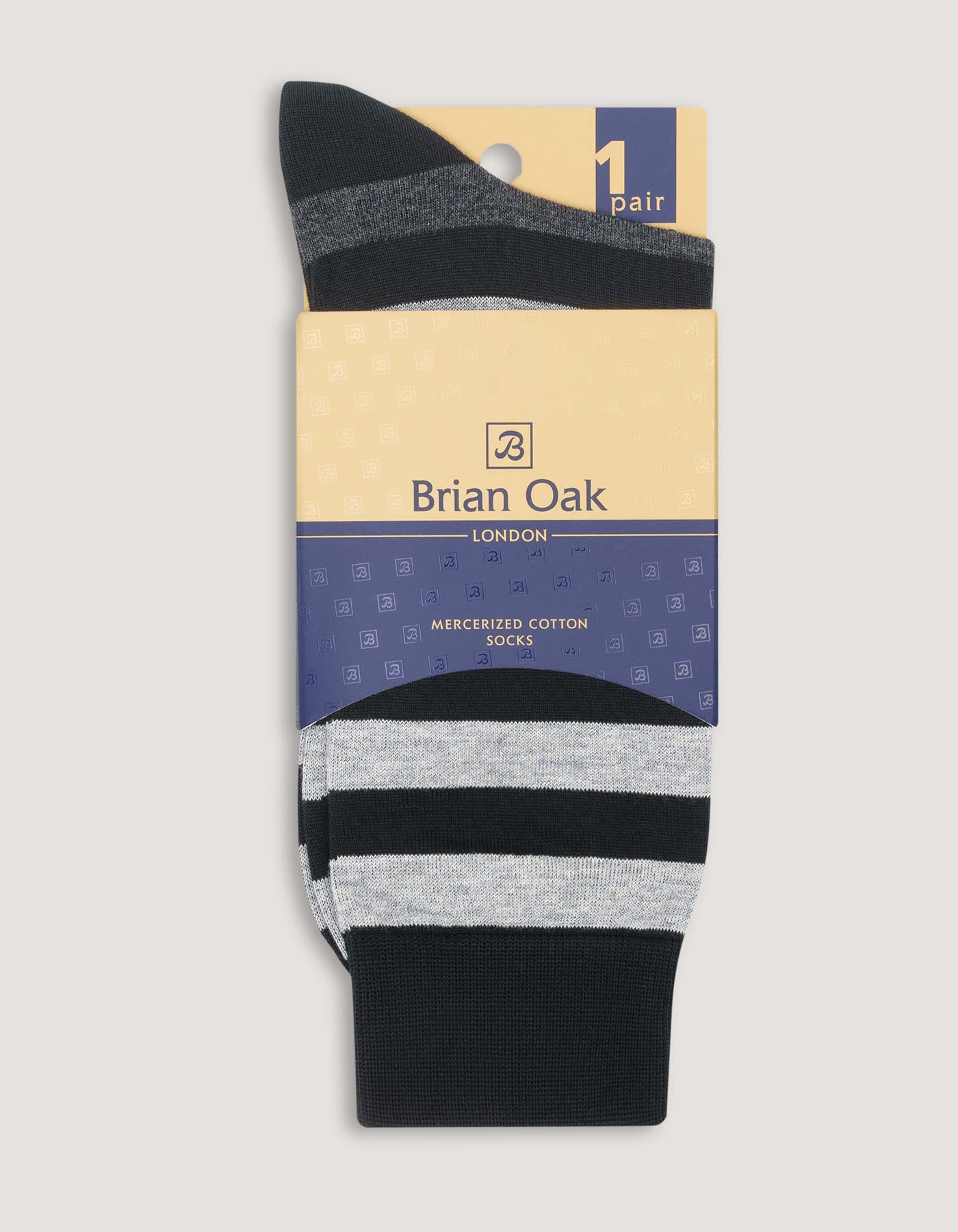 Black Block Stripe Cotton Socks