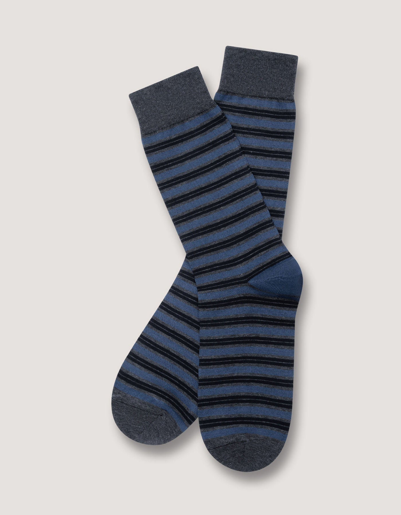 Navy Striped Luxury Cotton Socks