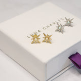 Serin Star Opal Stud Earrings | 18K Gold Plated