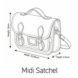 Leather Midi Satchel - Ghost Grey