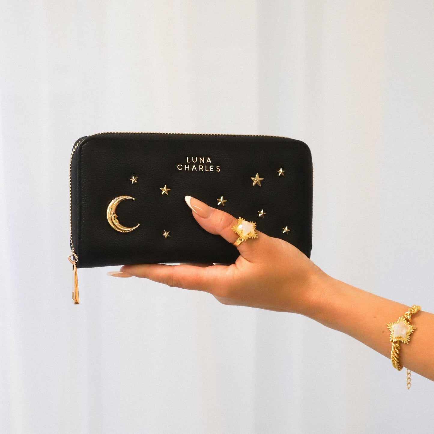 Skye Star Studded Purse - Black & Gold