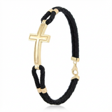 Sleek Cross Braided Gold Bracelet