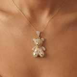 Sparkling Teddy Gold Pendant