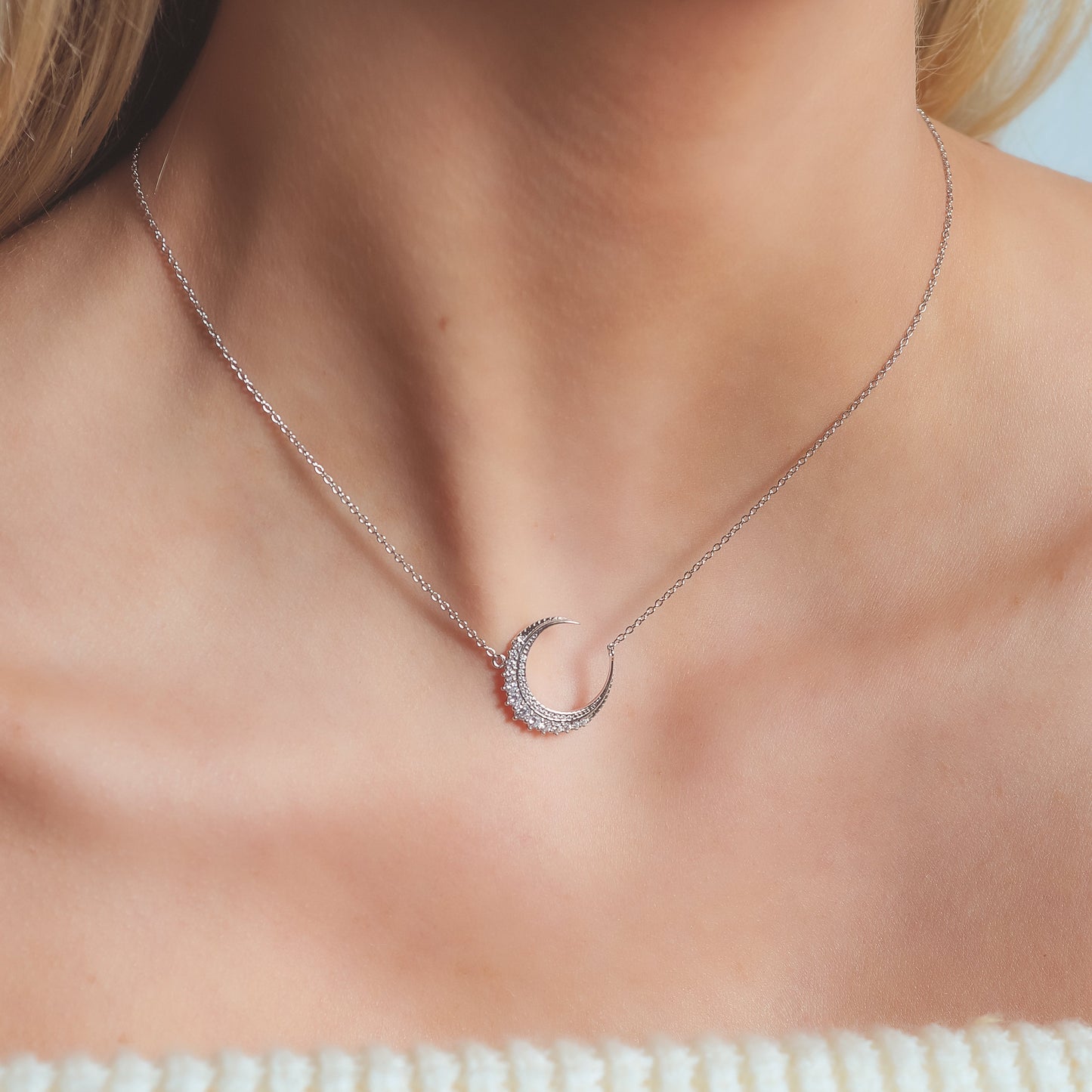 Stevie Moon Pendant Necklace | 925 Sterling Silver
