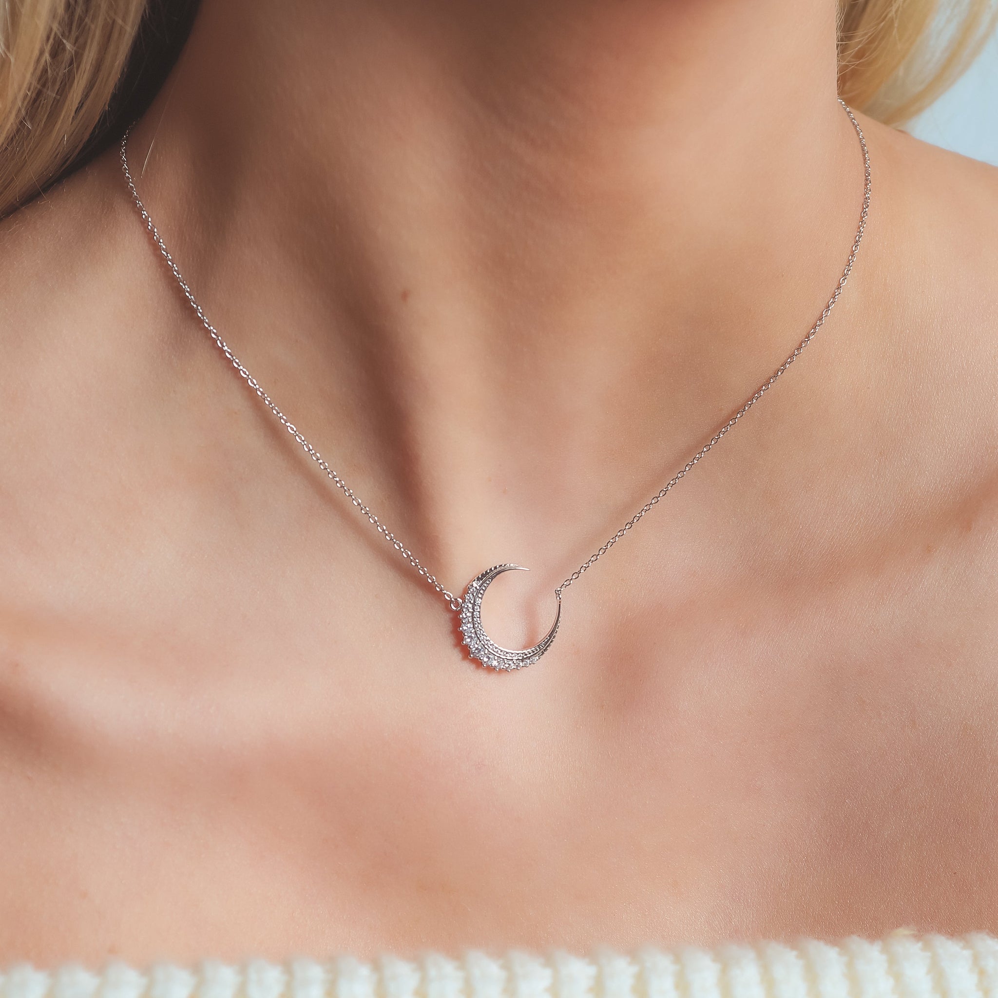 Stevie Moon Pendant Necklace | 925 Sterling Silver