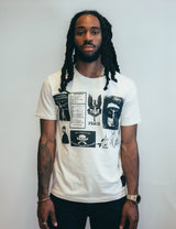 T-Shirt with Printed Patches in Ecru