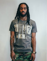 T-Shirt with Printed Patches in Grey
