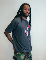 ST 'A Lad Insane' Embroidery Patch T-Shirt in Blue/Grey (Oversized Fit)