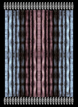 VASSILISA Scarf in Blue and Burgundy Colours: Mink Effect and Tails Print, XL