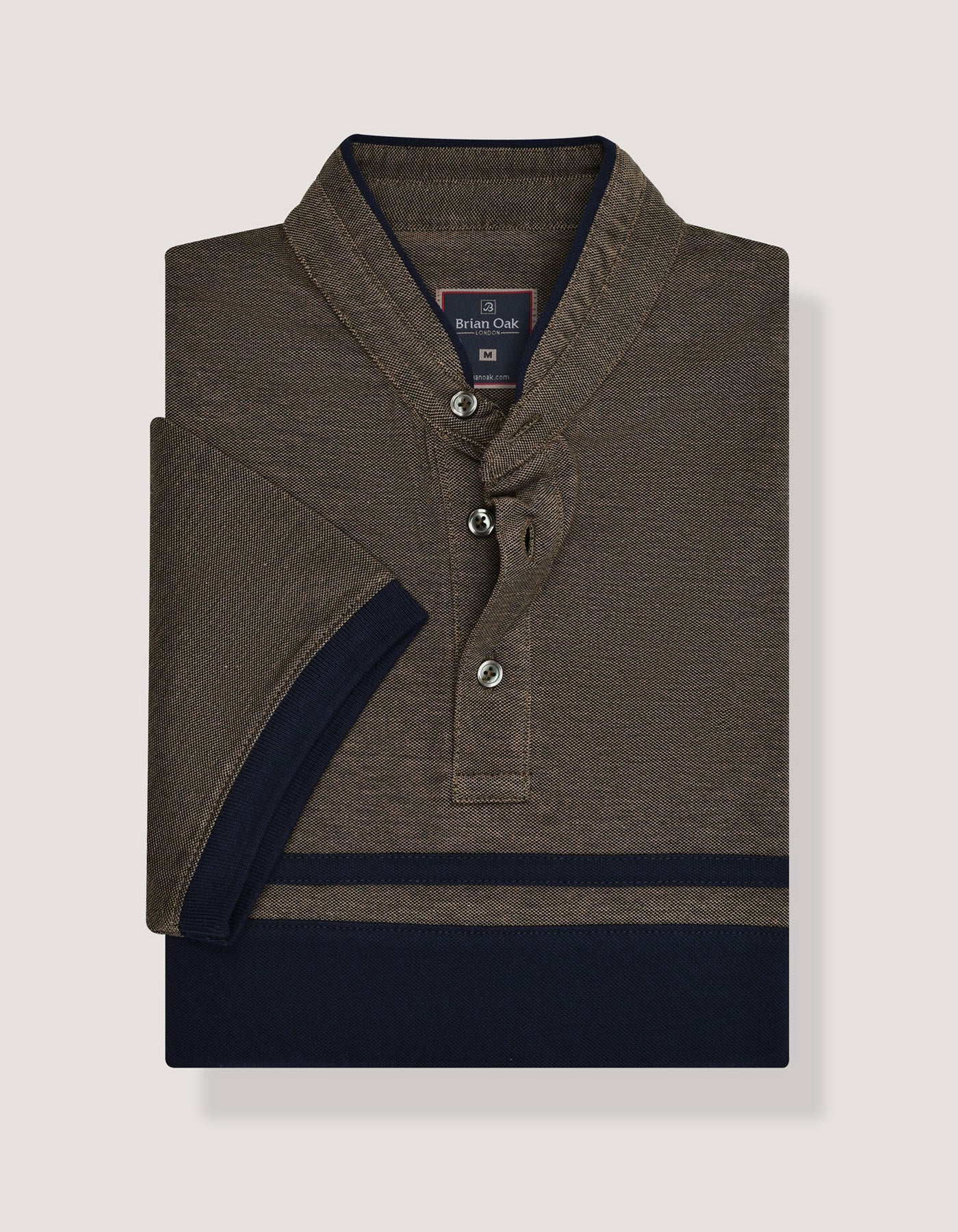 Band Collar Polo Shirt – Camel