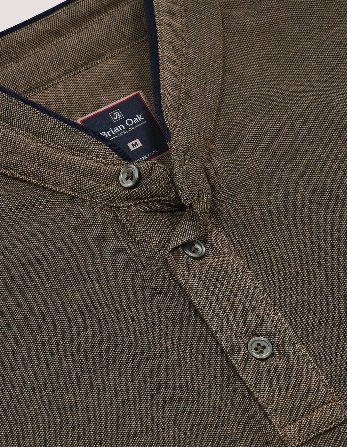 Band Collar Polo Shirt – Camel