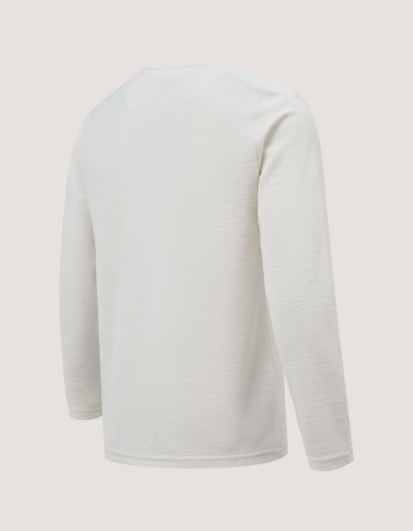 Off White Long Sleeve Textured Crew Neck T-Shirt