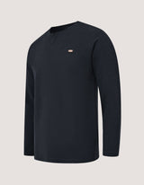 Black Long Sleeve Textured Crew Neck T-Shirt