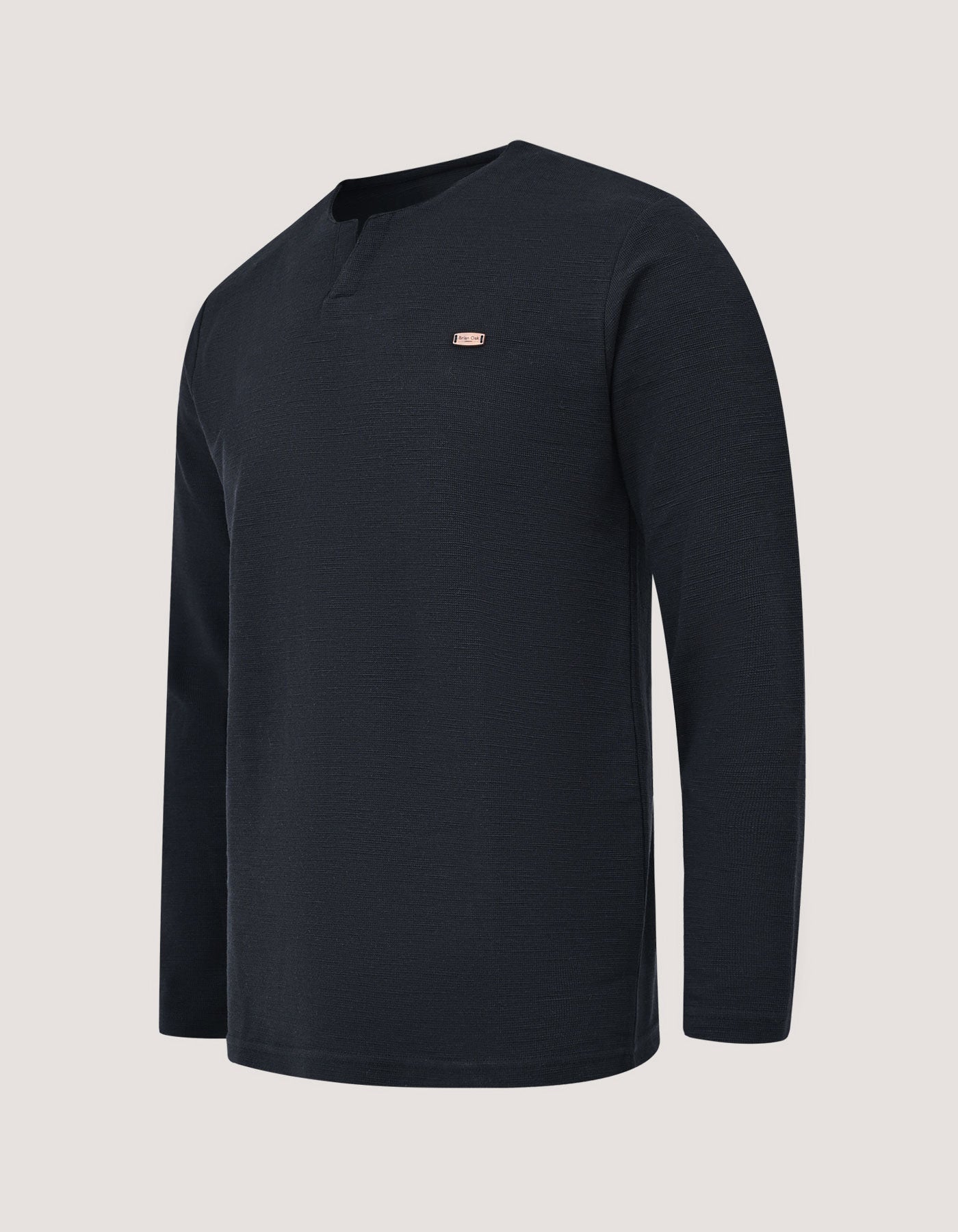Black Long Sleeve Textured Crew Neck T-Shirt