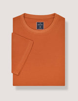 Fiery Rust Textured Cotton T-Shirt