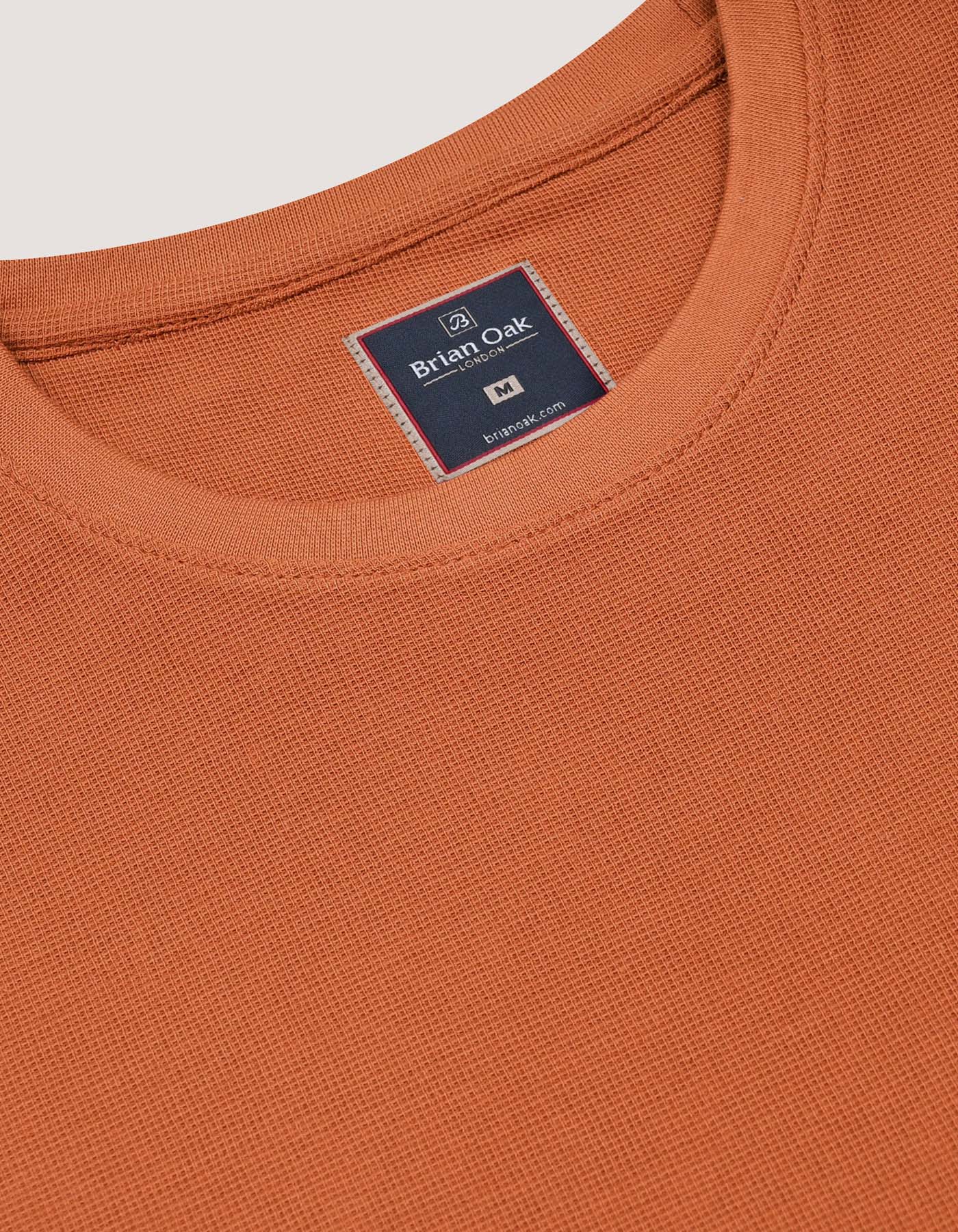 Fiery Rust Textured Cotton T-Shirt
