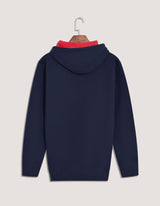 Navy and Red Fleece Pullover Hoodie