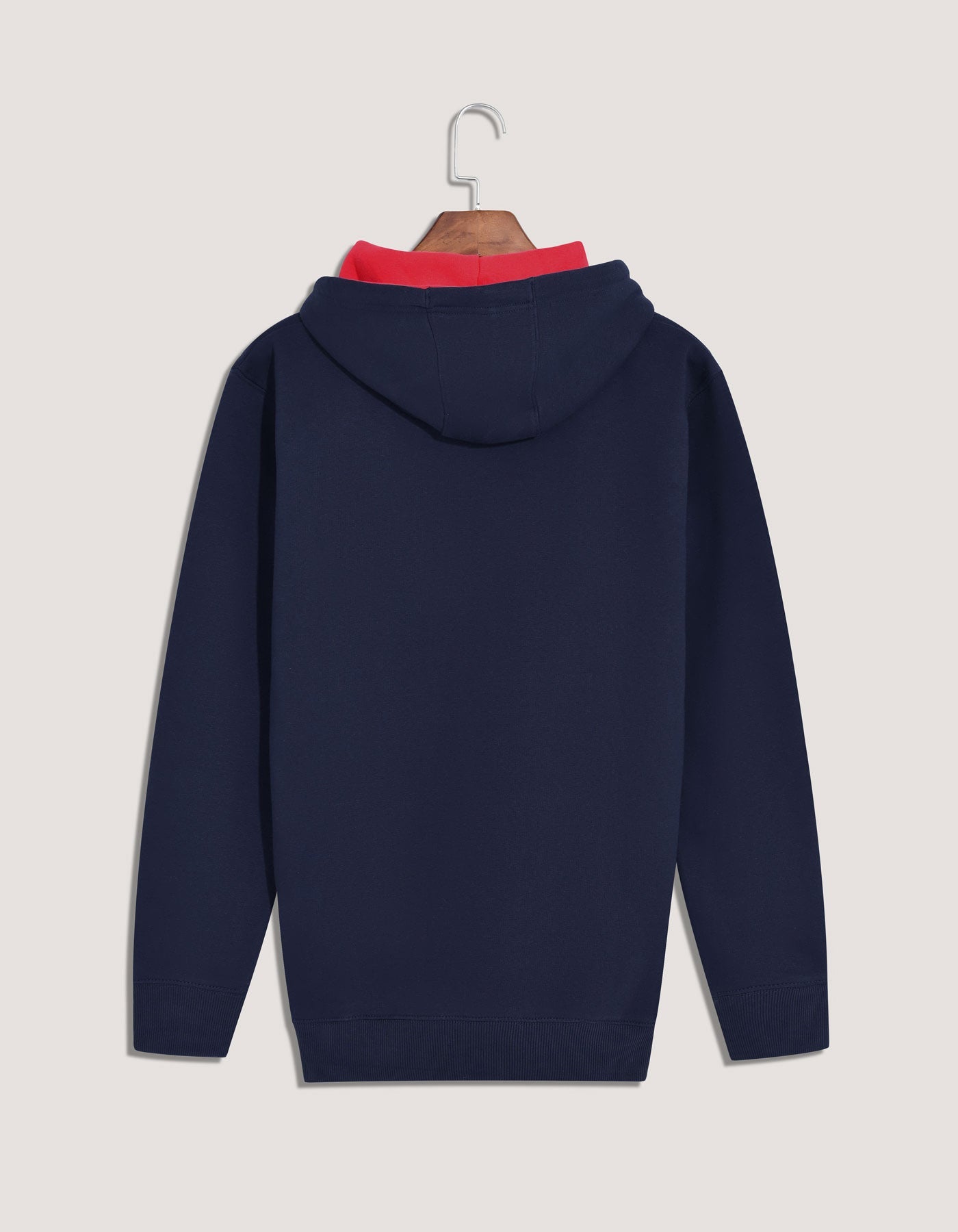 Navy and Red Fleece Pullover Hoodie