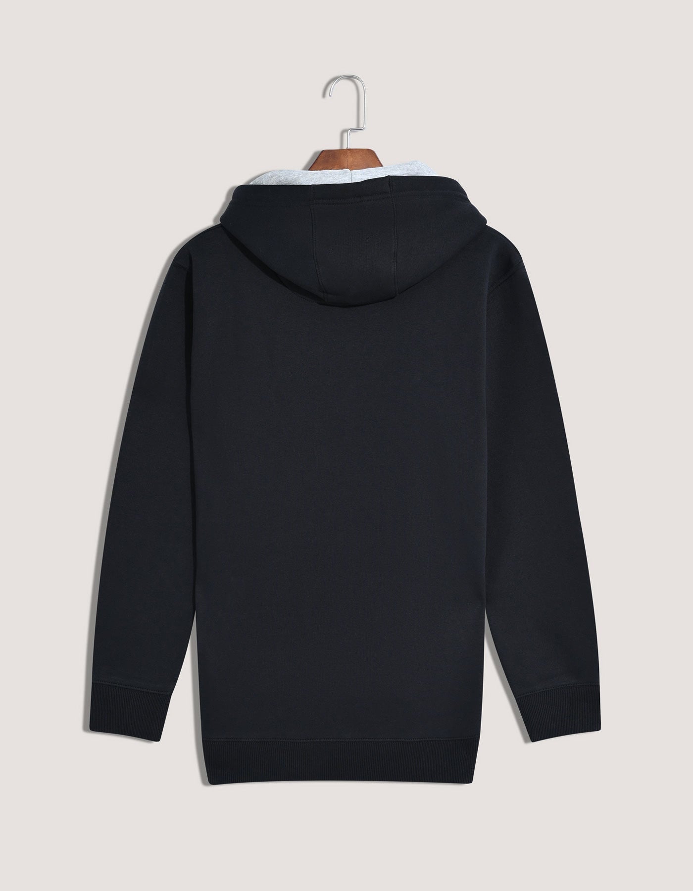 Black Plain Pullover Fleece Hoodie