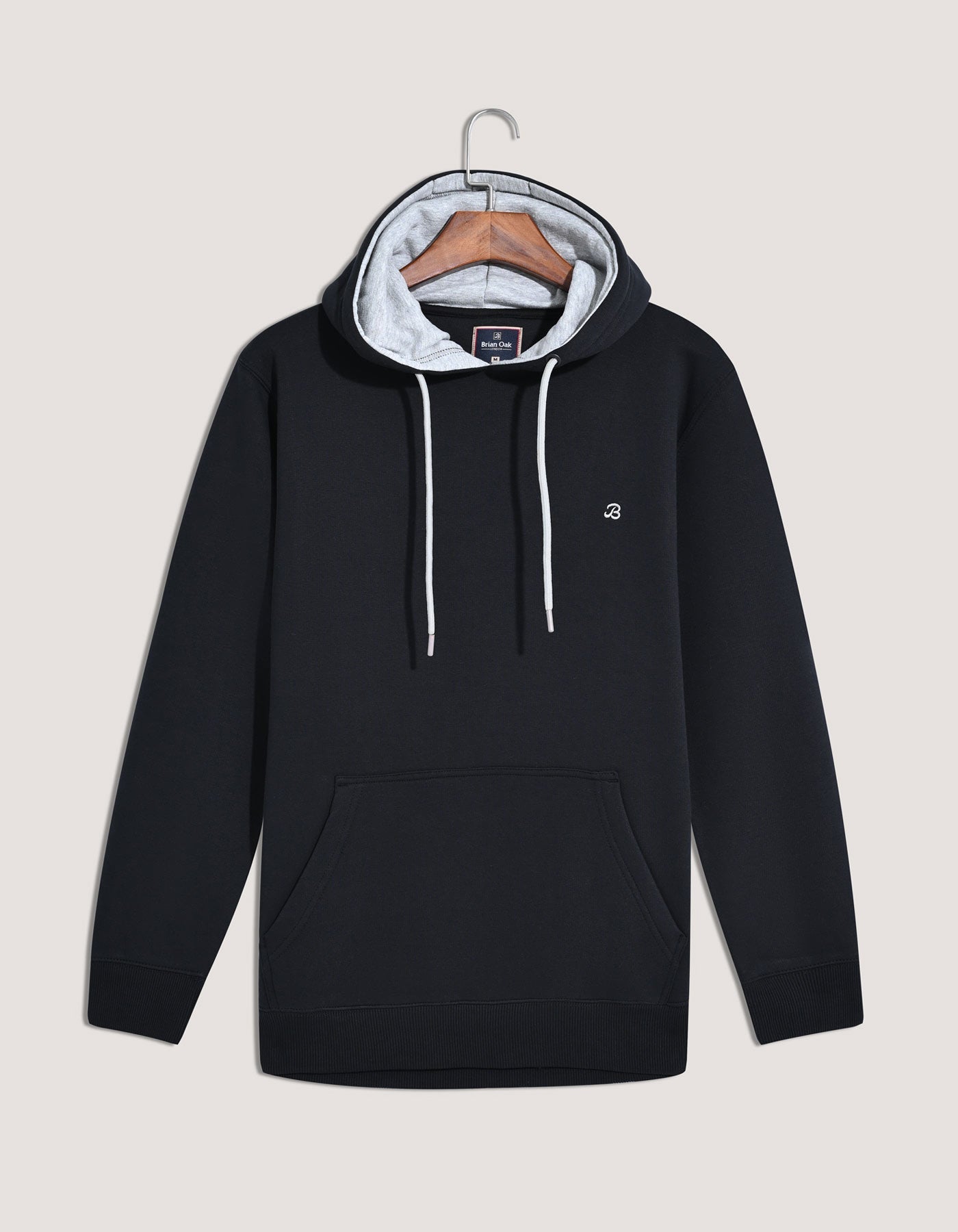Black Plain Pullover Fleece Hoodie