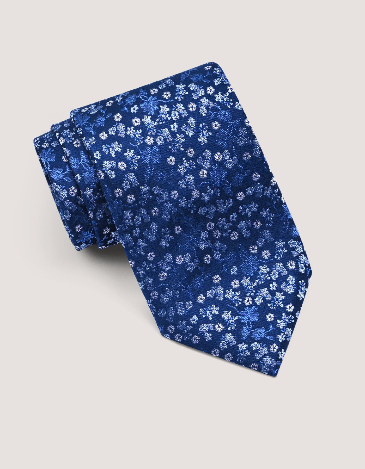 Ink Blue Floral Silk Tie