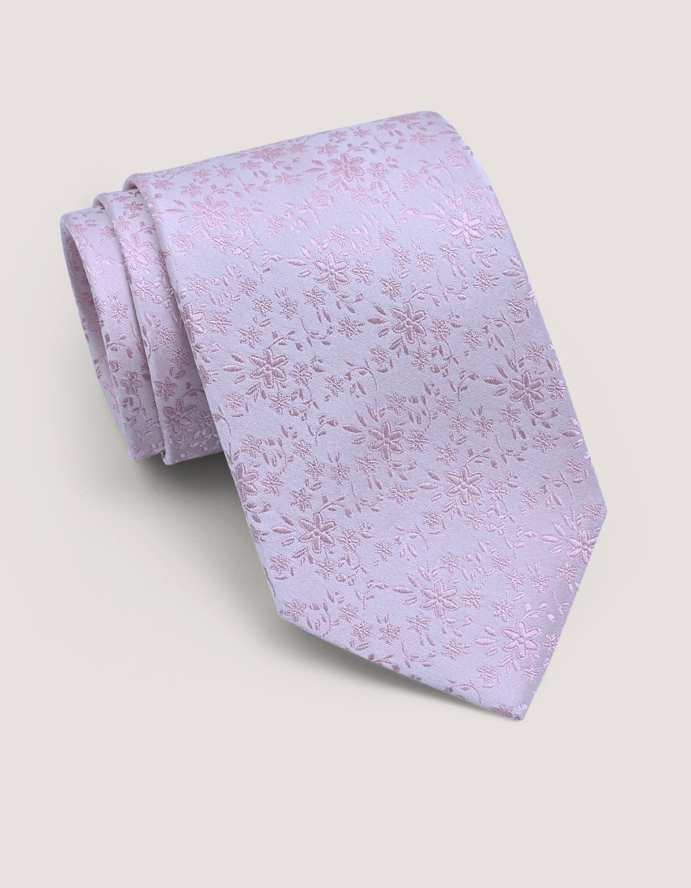 Men’s Baby Pink Floral Silk Tie