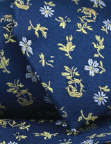 Navy and Golden Yellow Floral Silk Tie