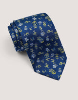 Navy and Golden Yellow Floral Silk Tie