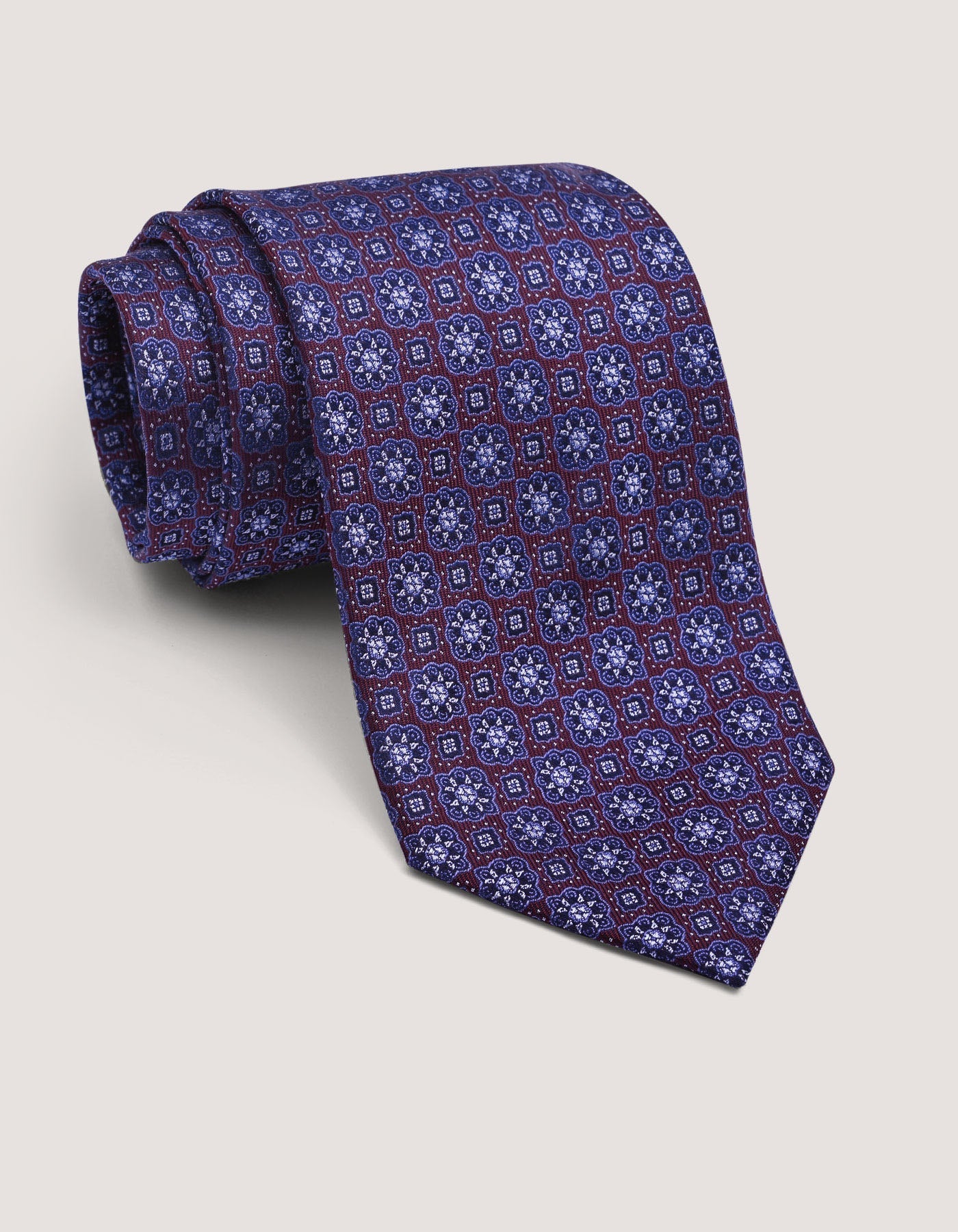 Maroon and Blue Floral Tie