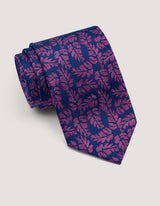 Magenta and Navy Floral Silk Tie
