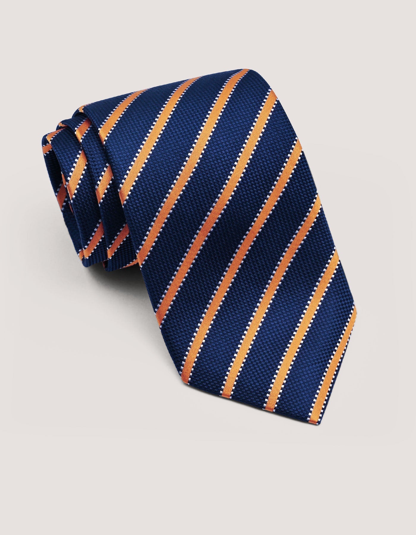 Orange Striped Silk Tie