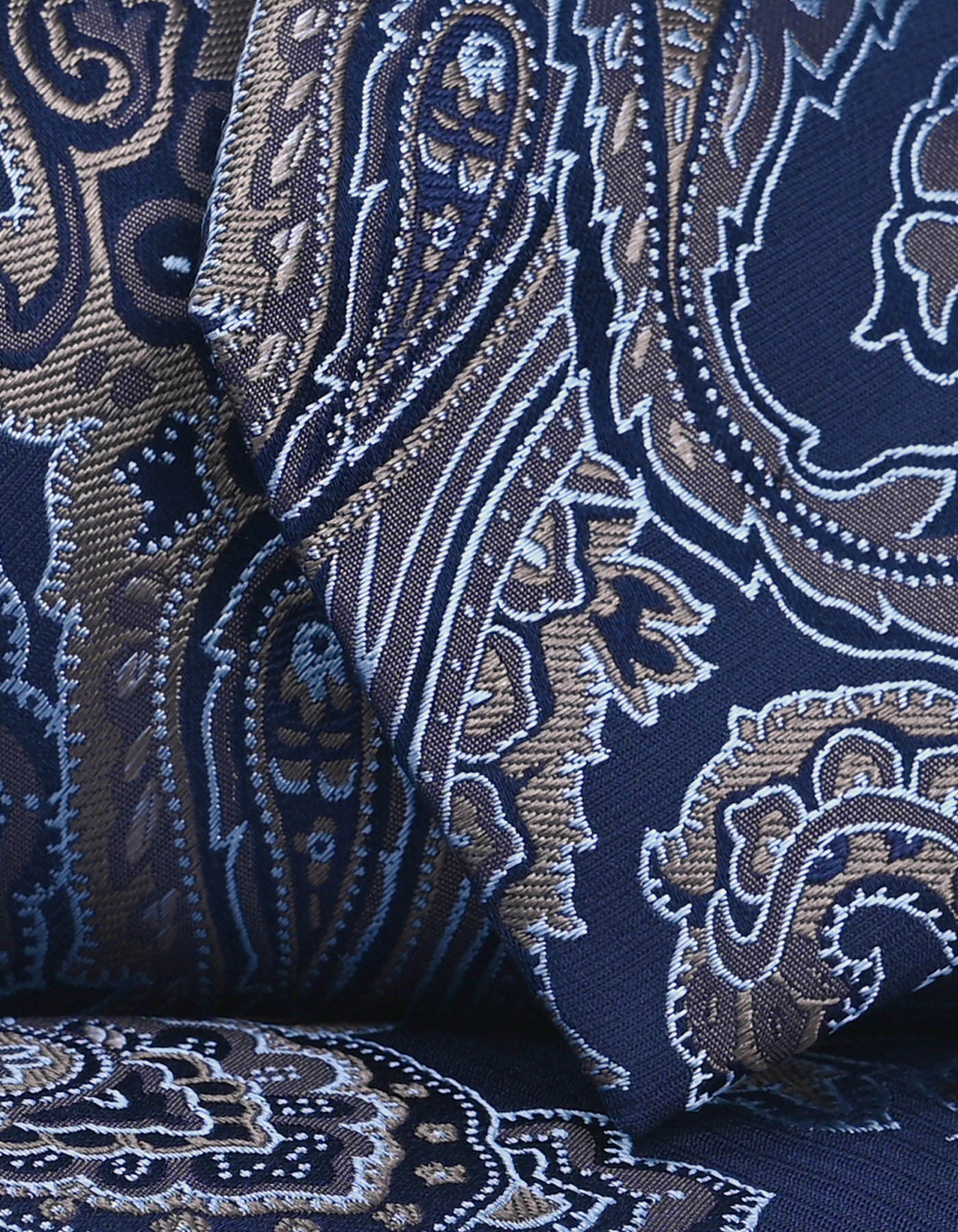 Blue and Bronze Paisley Silk Tie