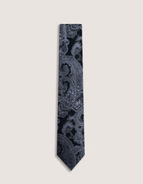 Smoke Grey Paisley Silk Tie