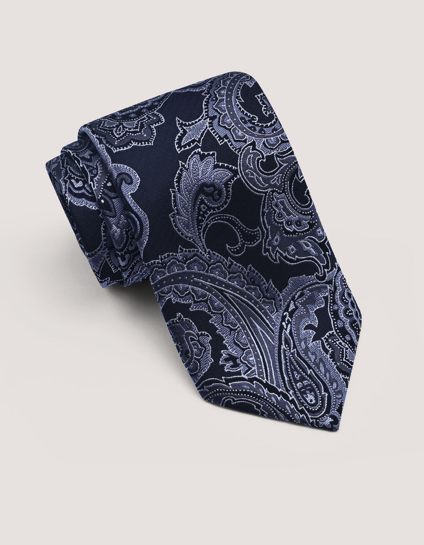 Smoke Grey Paisley Silk Tie