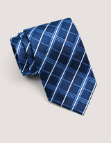 Navy Blue Check Silk Tie