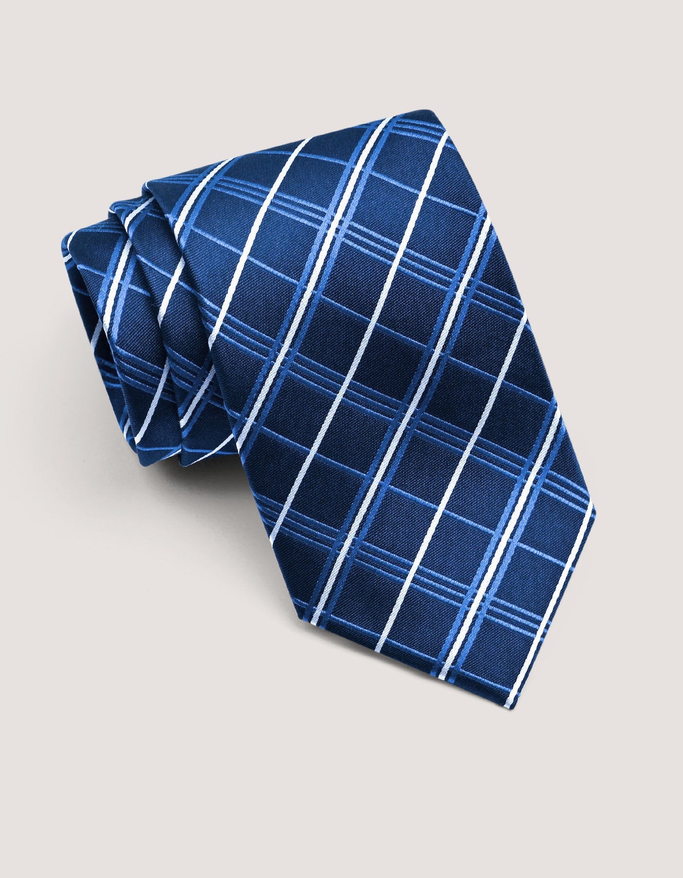 Navy Blue Check Silk Tie
