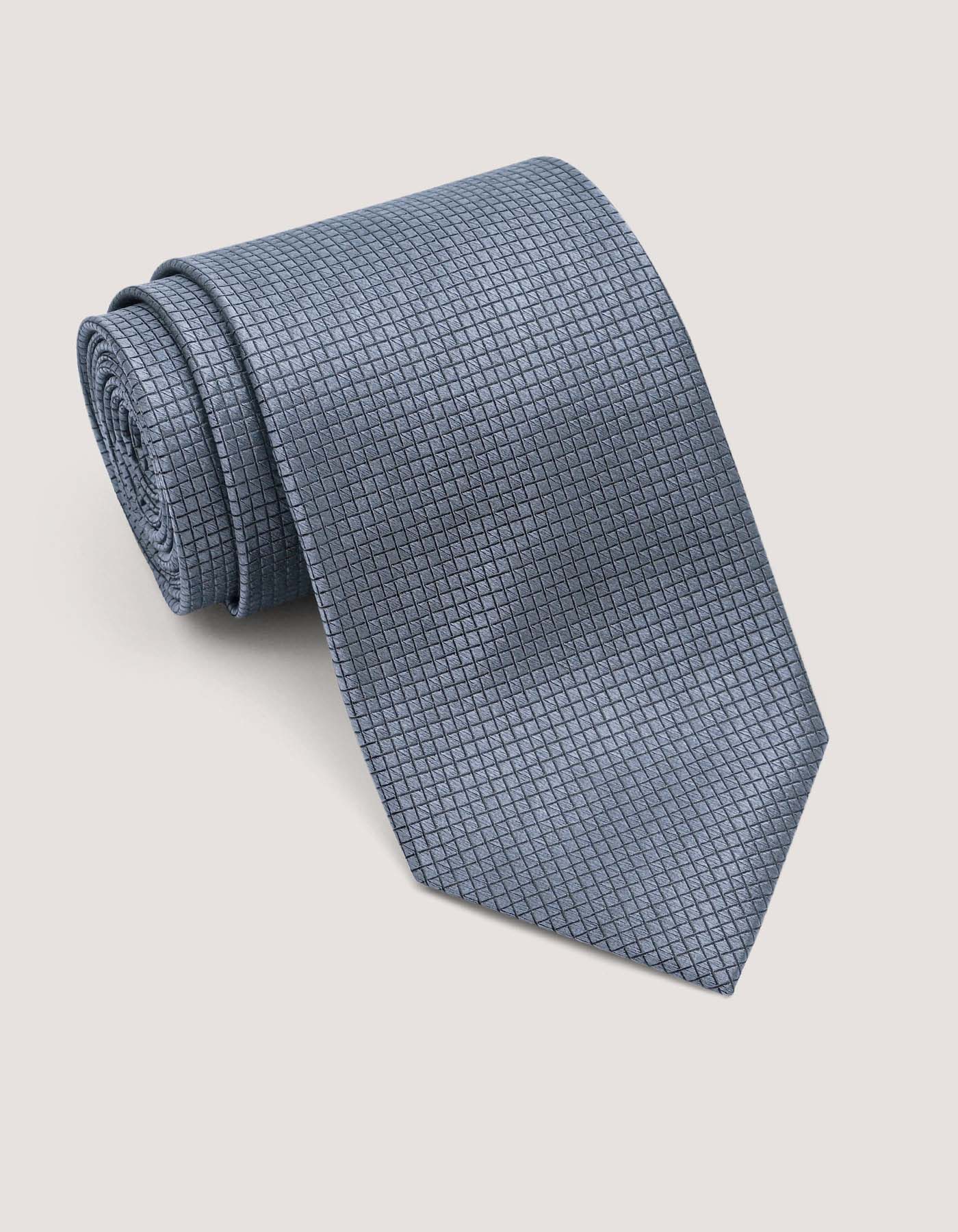 Metallic Grey Check Silk Tie