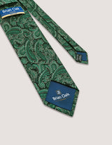 British Green Paisley Silk Tie
