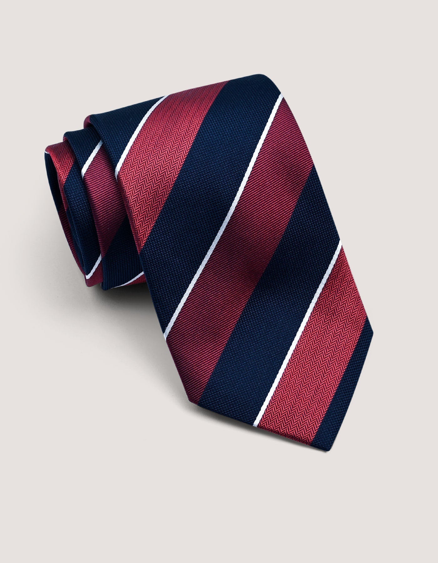 Maroon and Navy Regimental Silk Tie